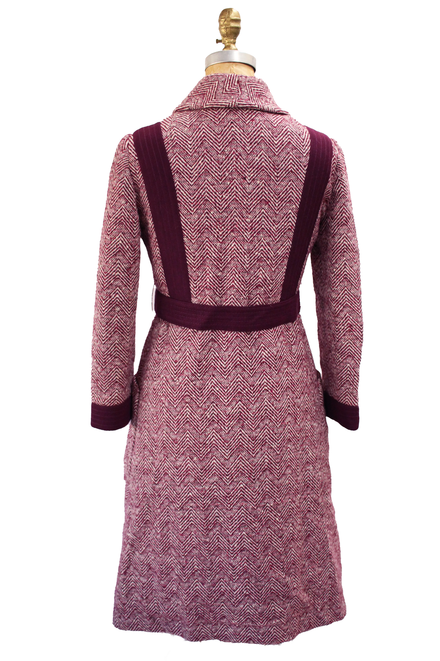 Oscar de La Renta 1970s Chevron Coat in Wine