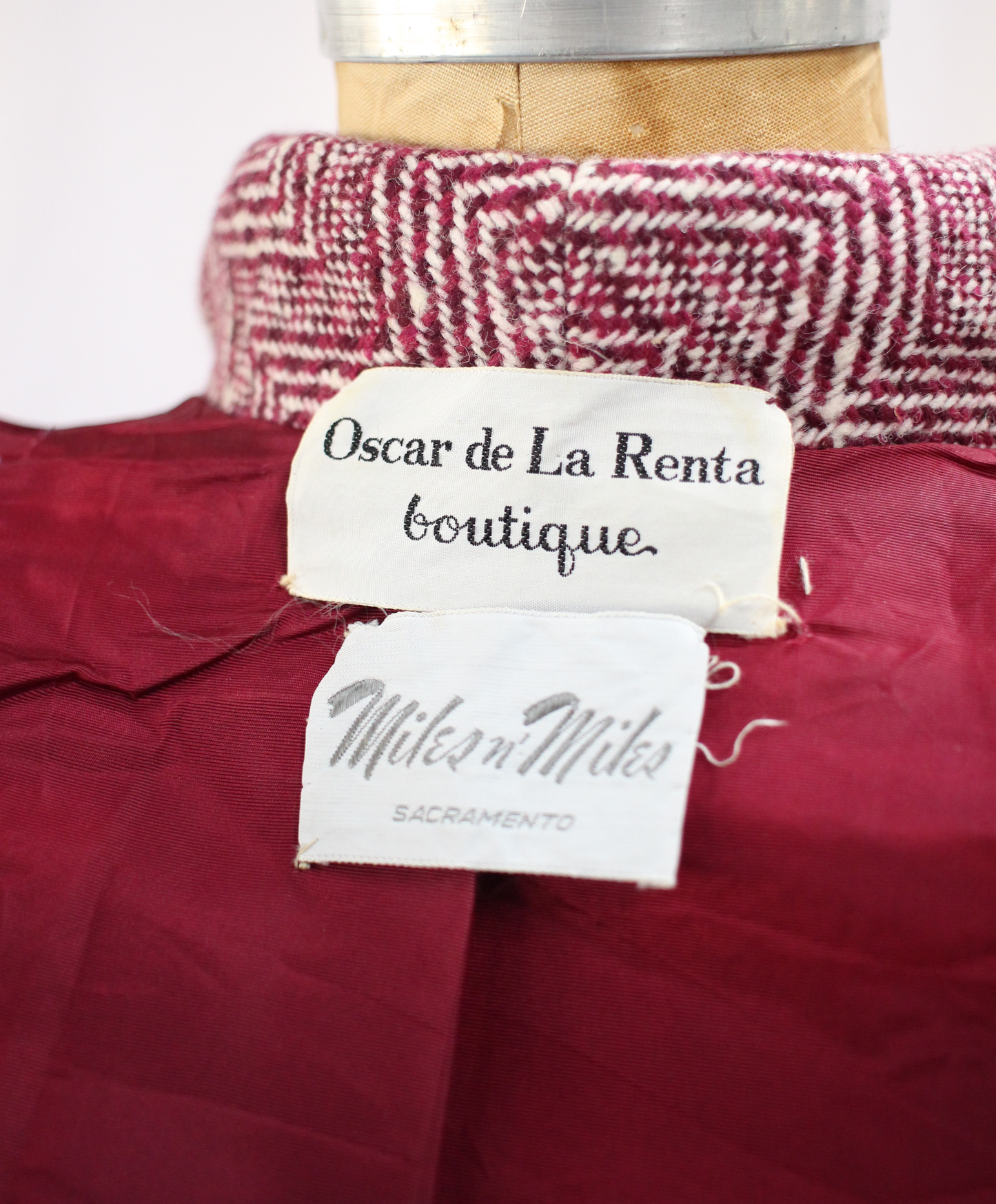 Oscar de La Renta 1970s Chevron Coat in Wine