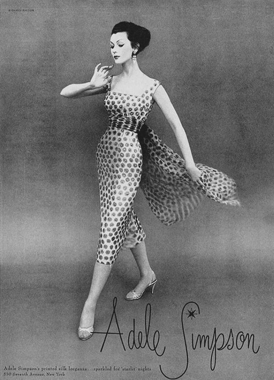 Important 1950s Early 60s Adele Simpson Silk Chiffon and Rhinestone Gown