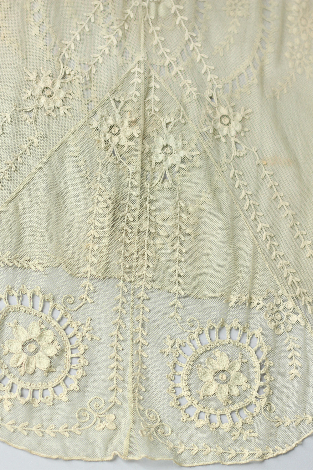 Rare Antique Edwardian Irish Tambour Lace Wedding Skirt
