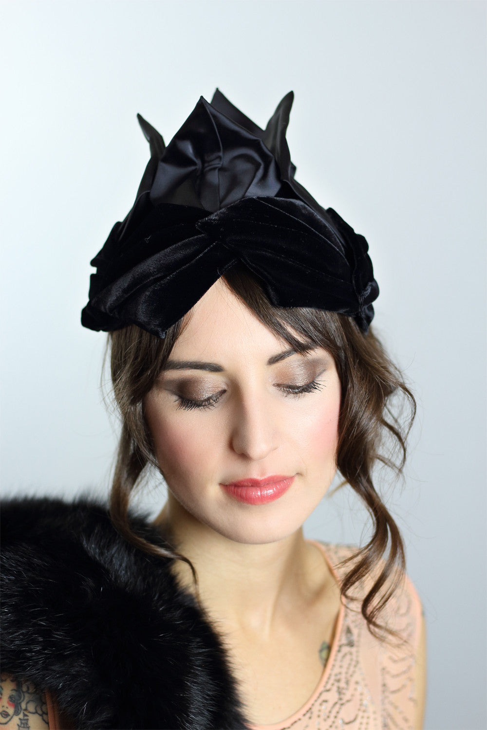 Couture 1920s Avant Garde Black Flapper Hat