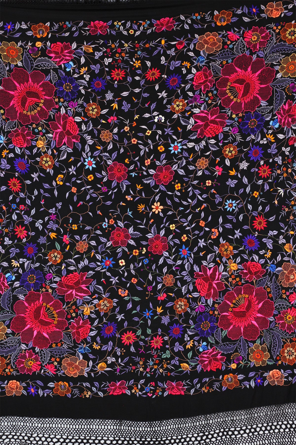 Rare & Unusual Large Chinese Silk Embroidered Shawl c. 1920