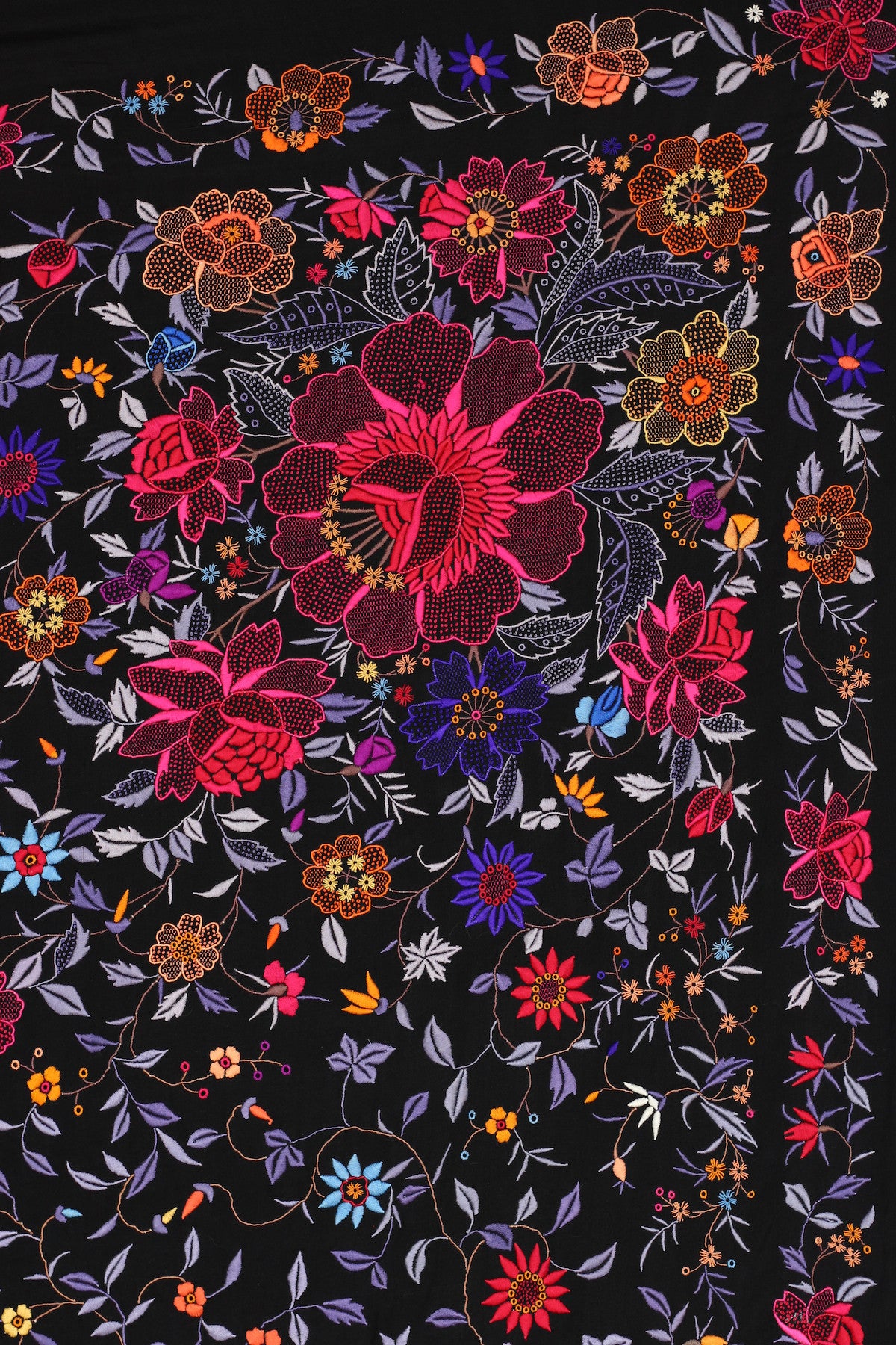 Rare & Unusual Large Chinese Silk Embroidered Shawl c. 1920