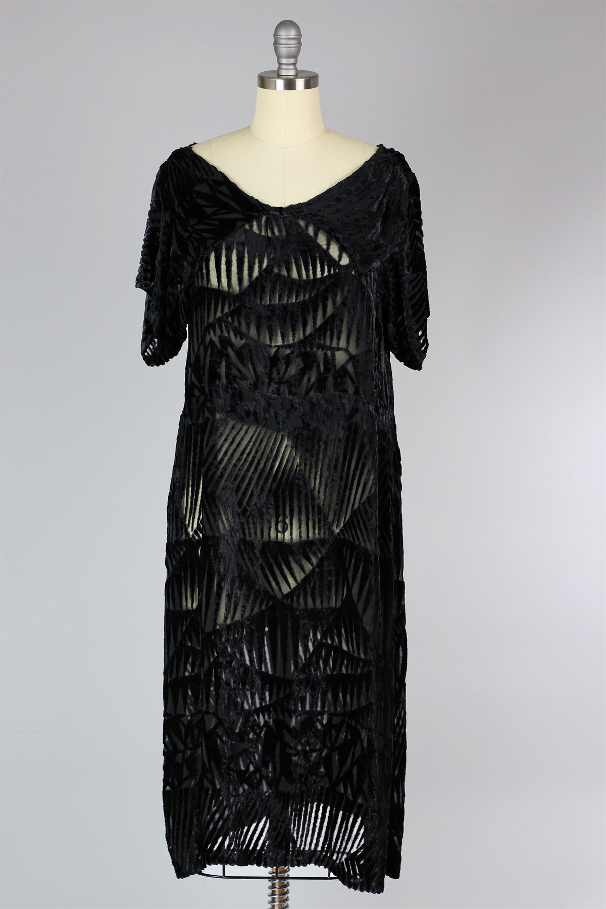 Rare 1920s Devoré Silk Velvet Dress