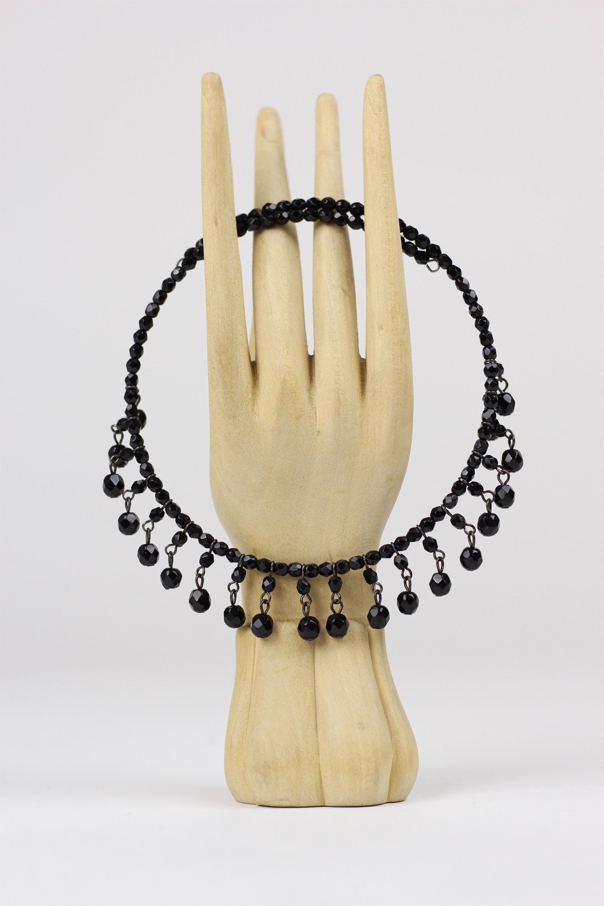 1920s Flapper Black Jet Bead Choker Necklace