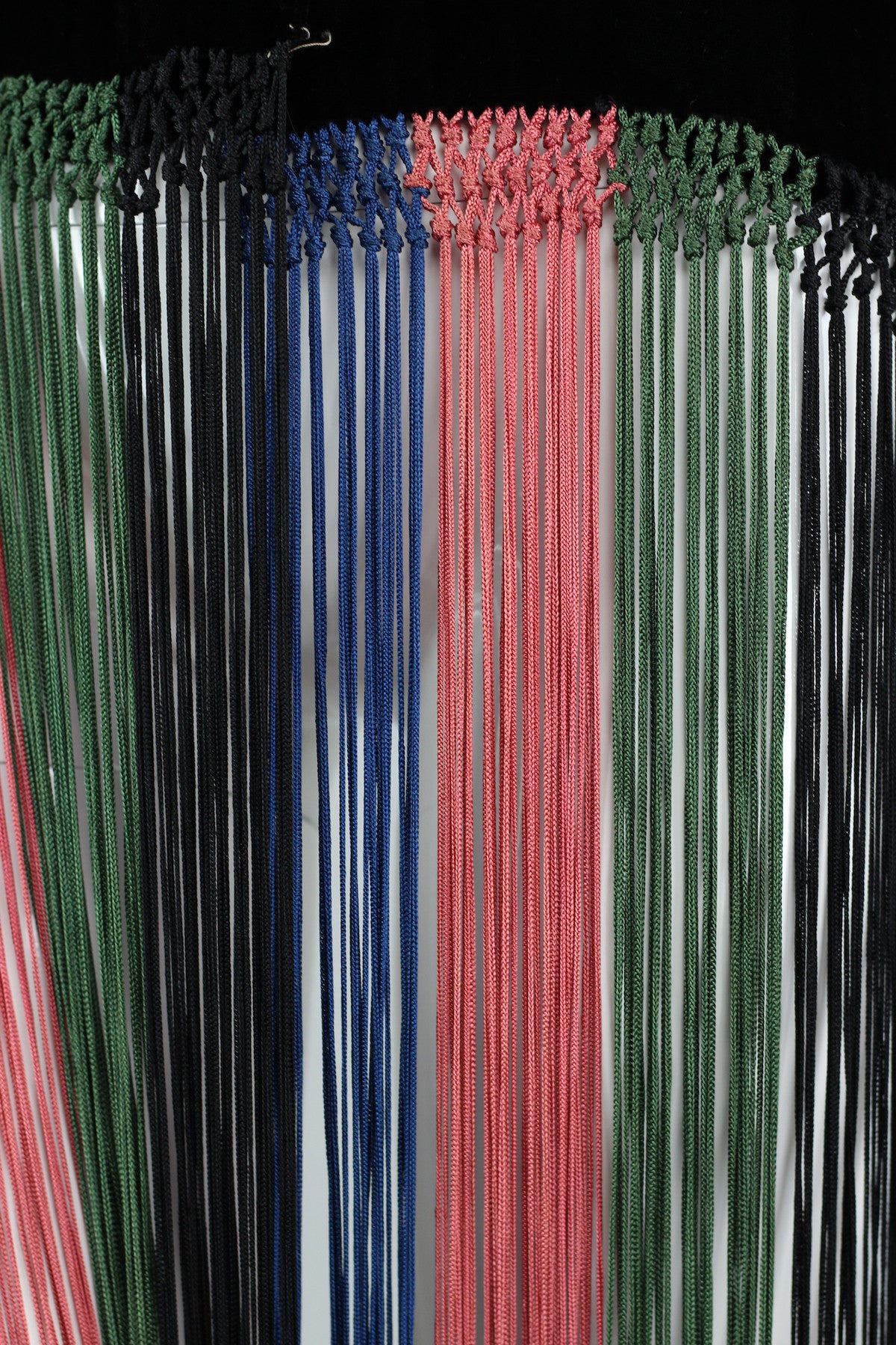 Rare 1920s Silk Velvet Fringed Scarf with Hand Knotting