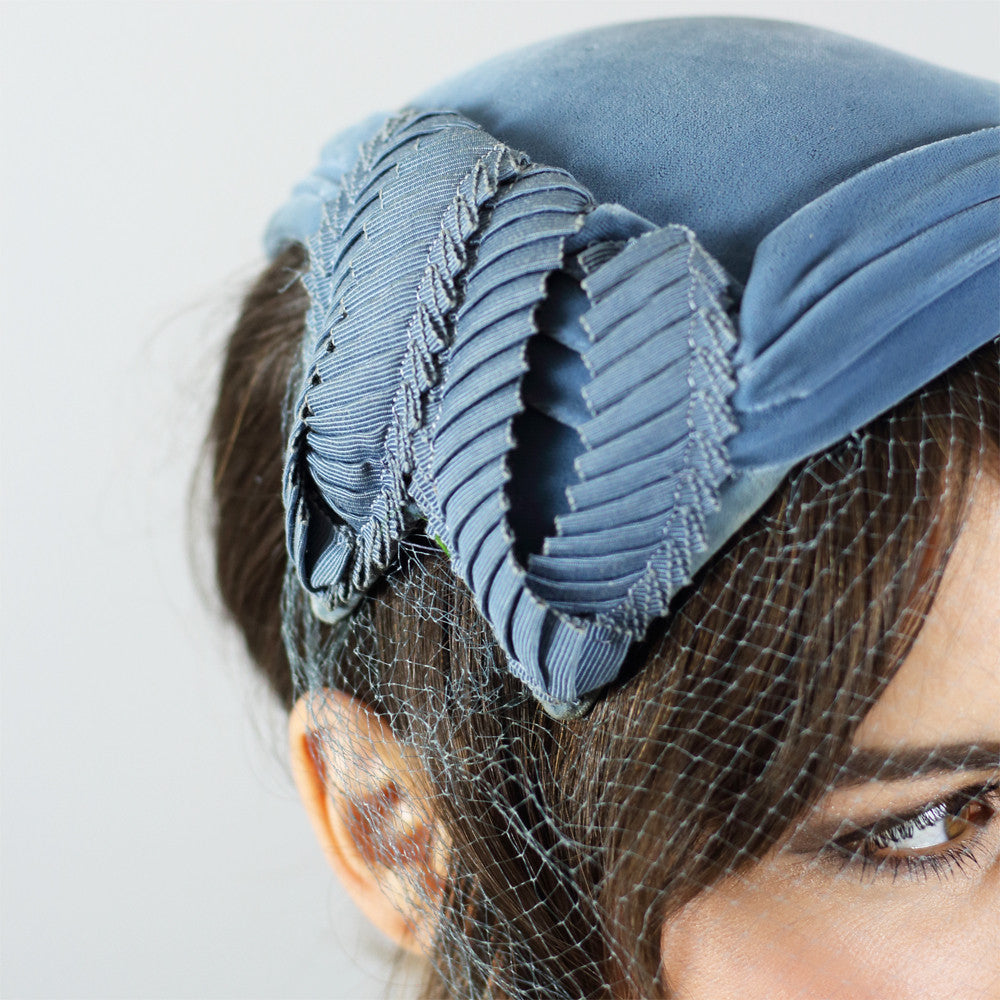 1950s Steel Blue Hat With Full Net