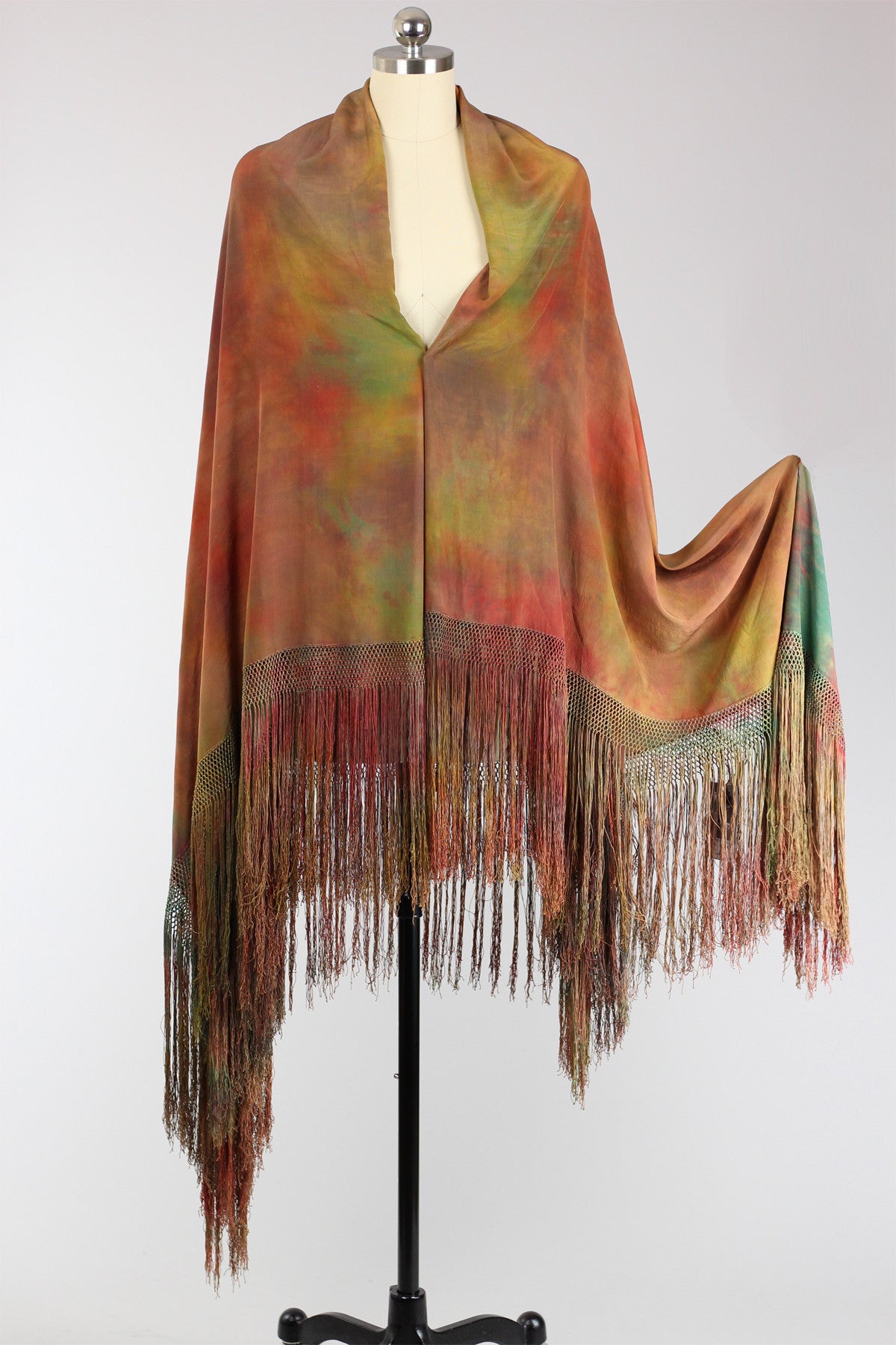 1920s Tie Dye Antique Chinese Silk Shawl