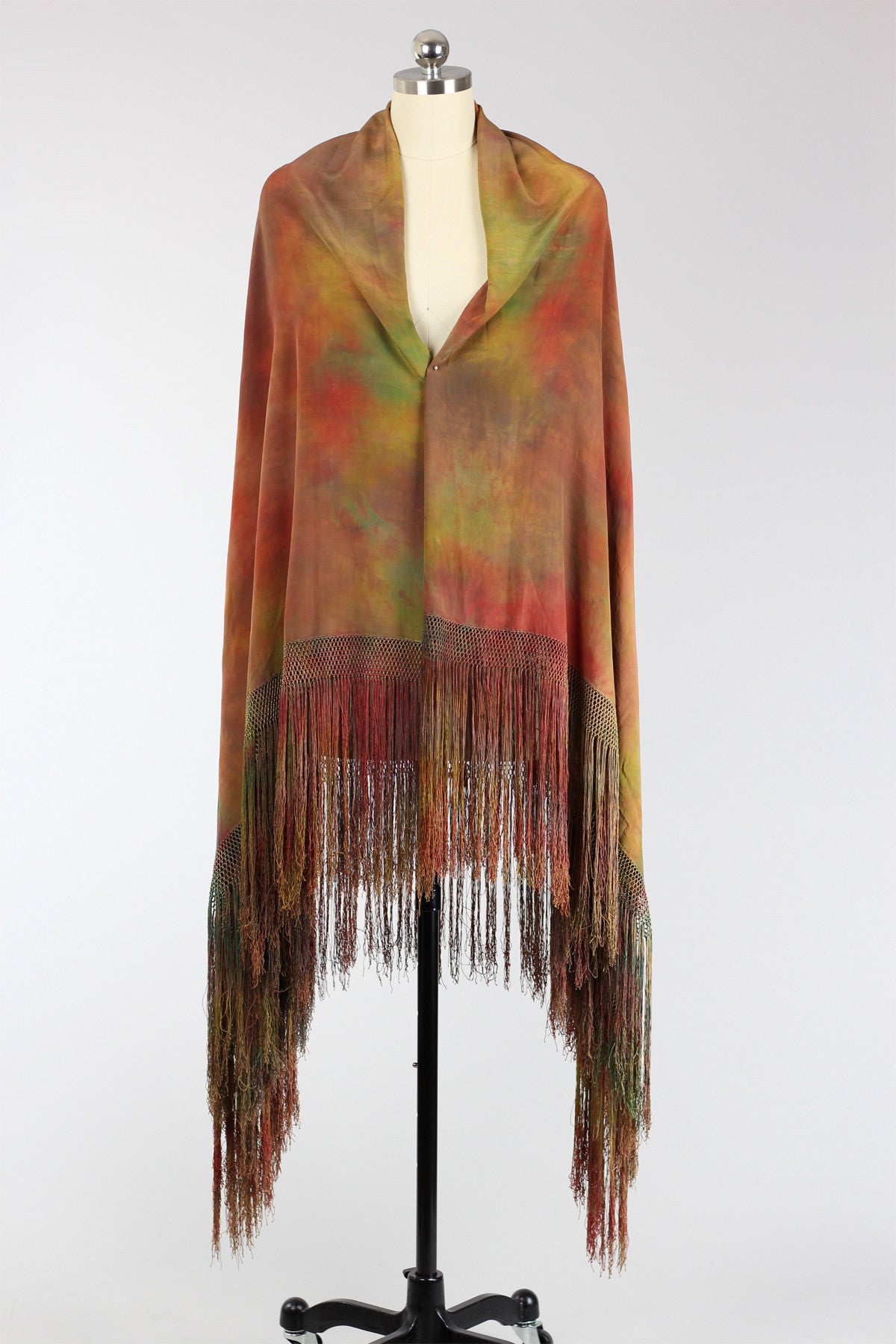 1920s Tie Dye Antique Chinese Silk Shawl