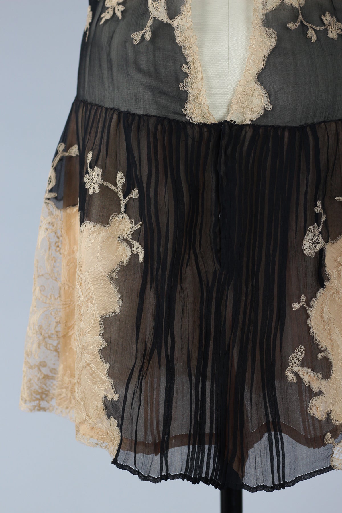 RESERVED Rare 1920s French Chantilly Lace and Chiffon Chemise