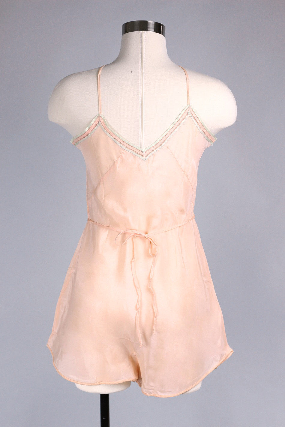 Madeleine 1930s Peach Silk Step In Romper