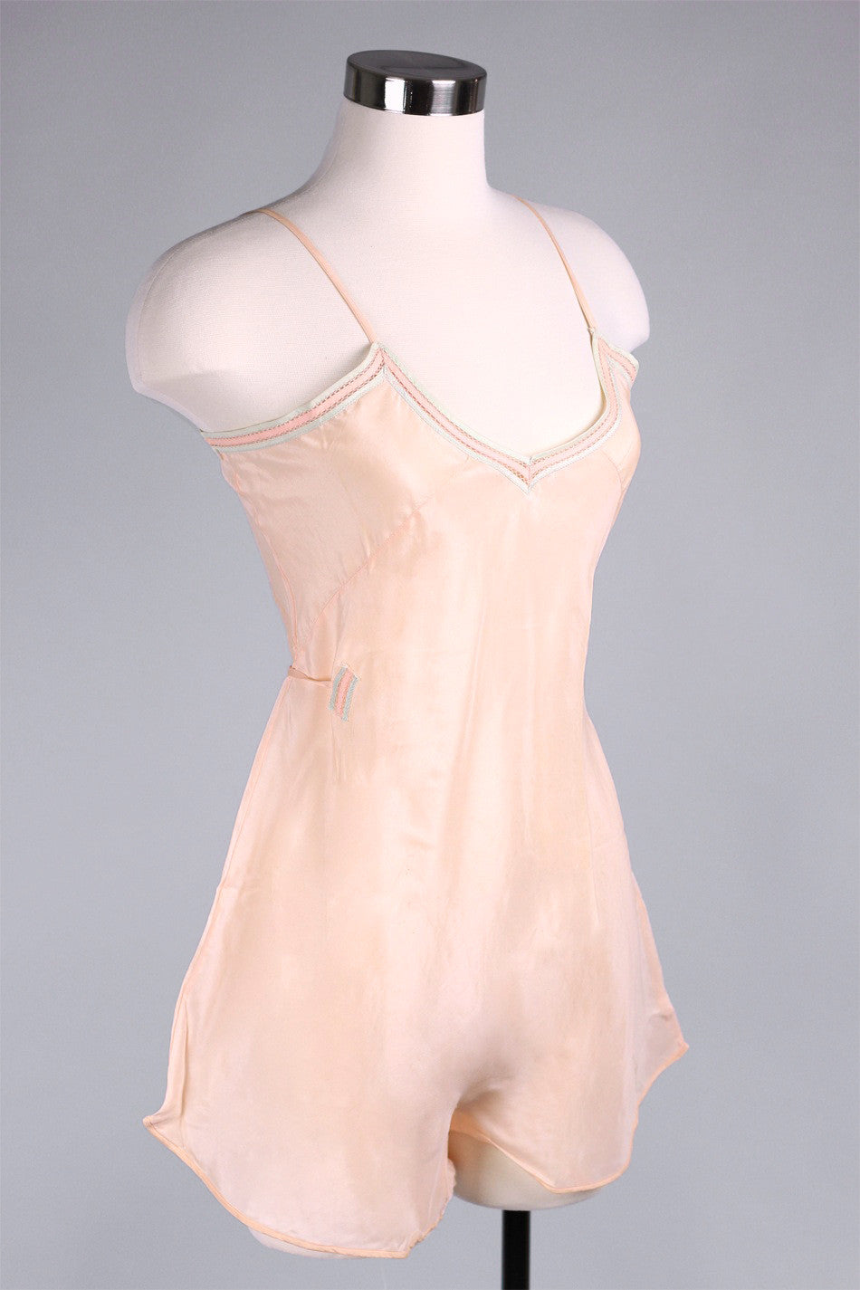 Madeleine 1930s Peach Silk Step In Romper