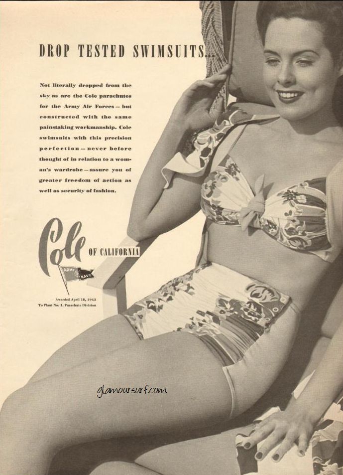 Rare 1940s Cole of California Red Striped Swimsuit