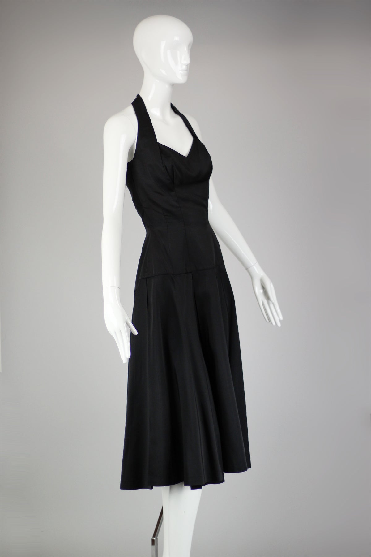 RESERVED For Tammara- Rare 1950s Lilli Ann Black Satin Halter Dress