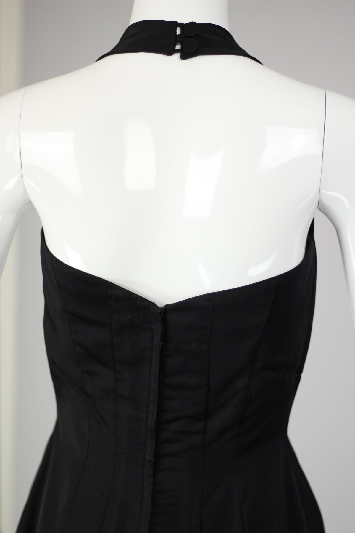 RESERVED For Tammara- Rare 1950s Lilli Ann Black Satin Halter Dress
