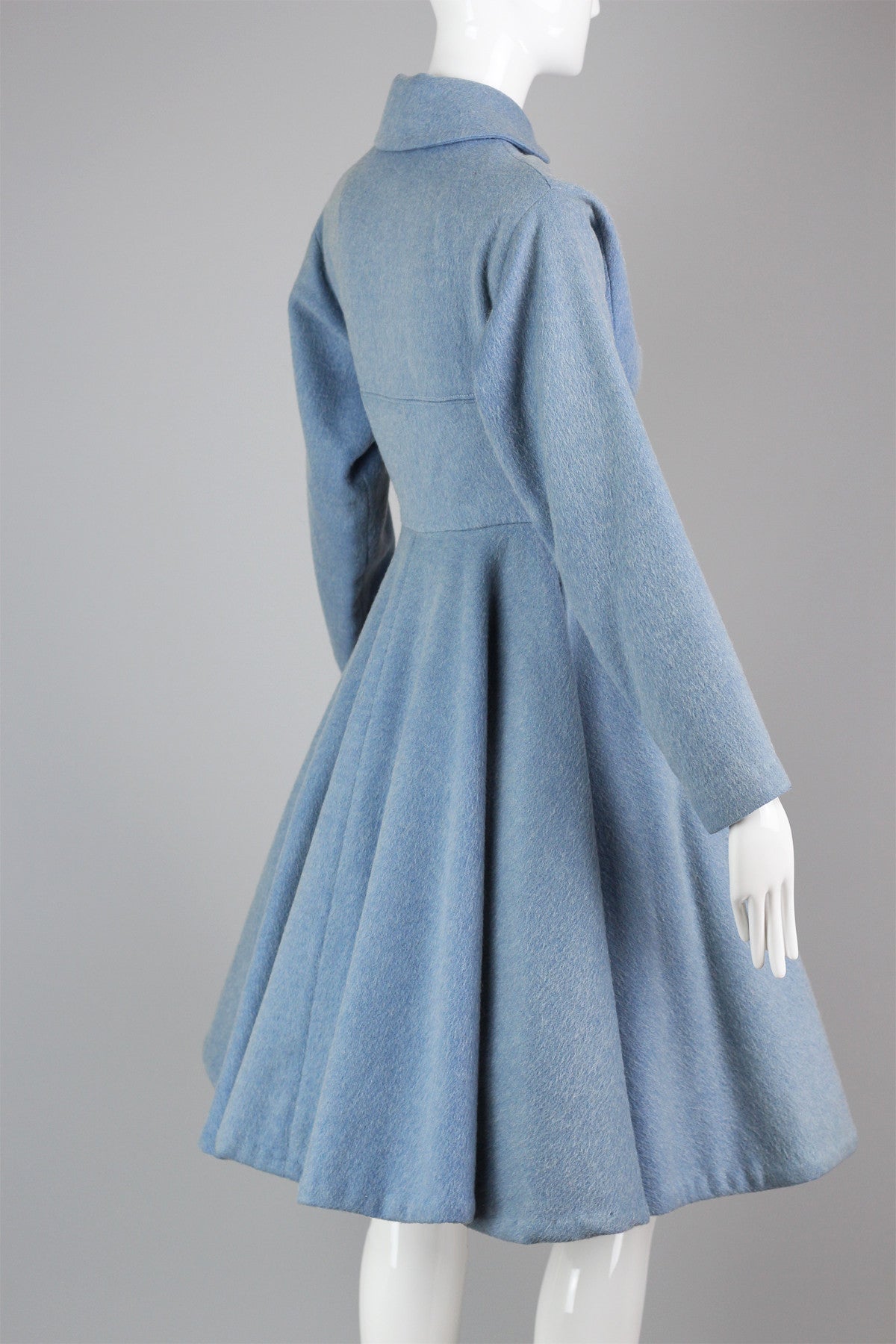 Rare 1940s-1950s Lilli Ann New Look Princess Coat in Powder Blue Eyelash Wool