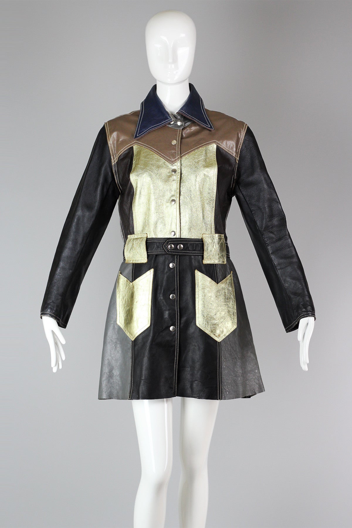 Rare Vintage 1960s-1970s Metallic Leather Coat