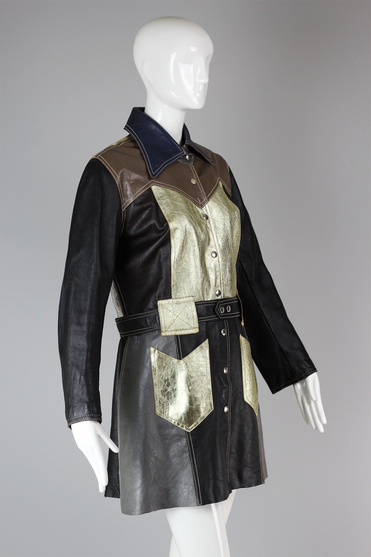 Rare Vintage 1960s-1970s Metallic Leather Coat