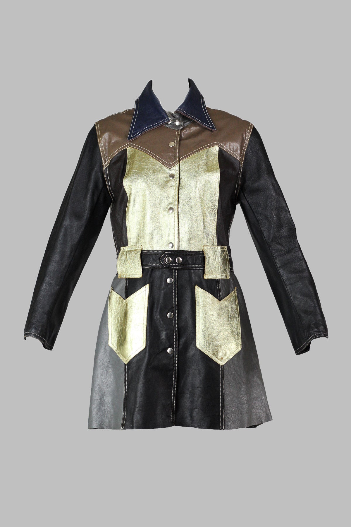 Rare Vintage 1960s-1970s Metallic Leather Coat