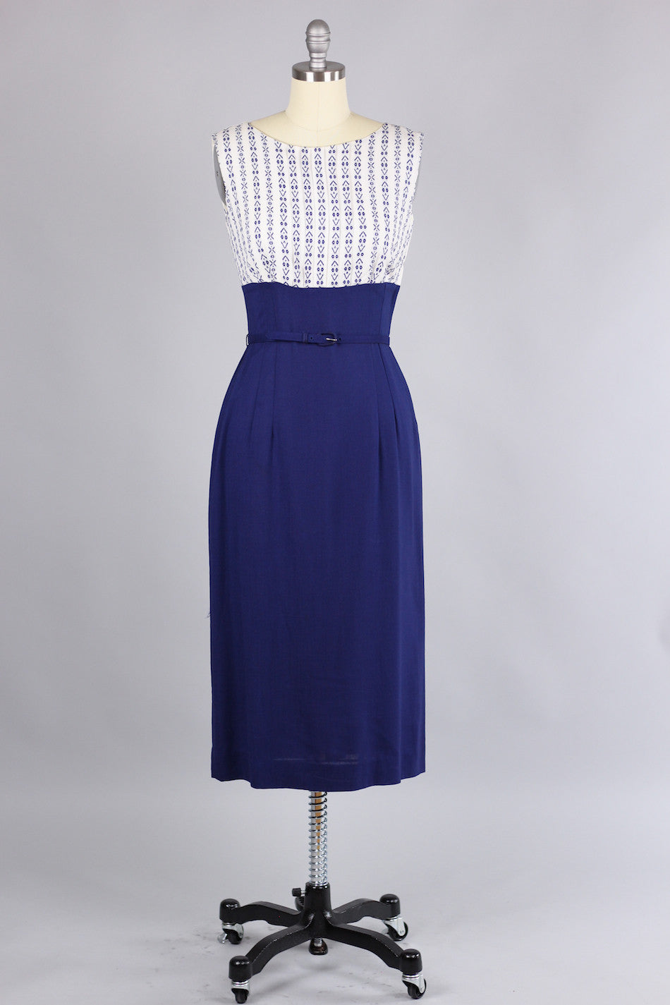 Incredible 1960s Fitted Navy Gabardine Dress with Bolero