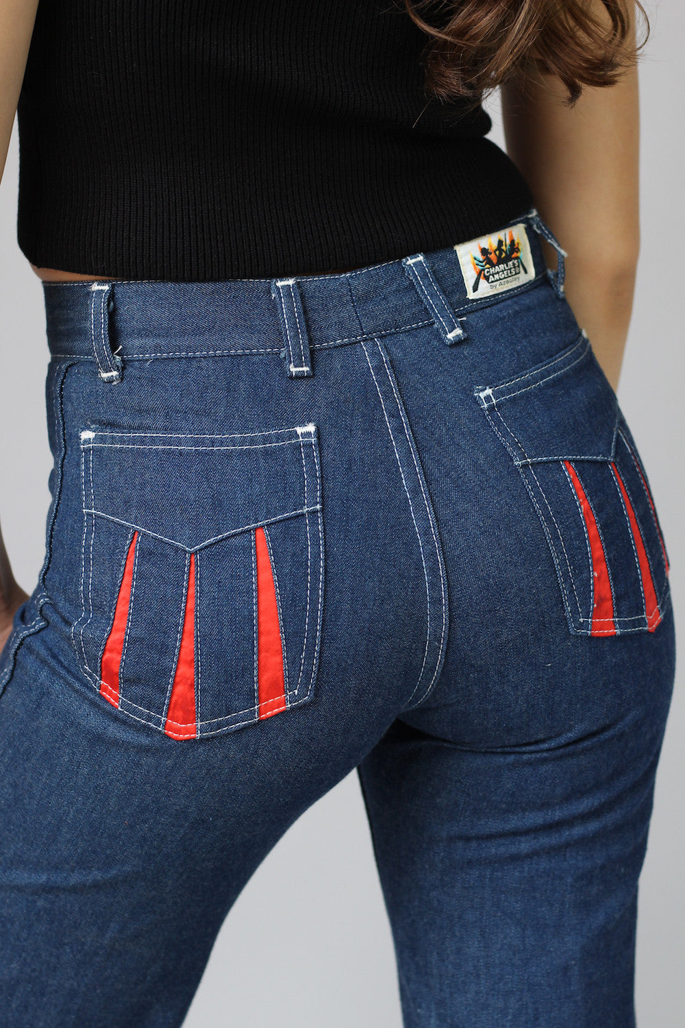 1970s High Waisted Denim Flared Bellbottoms