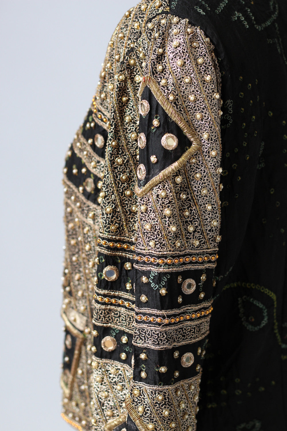 Vintage 1980s Handmade Metallic Beaded Indian Jacket