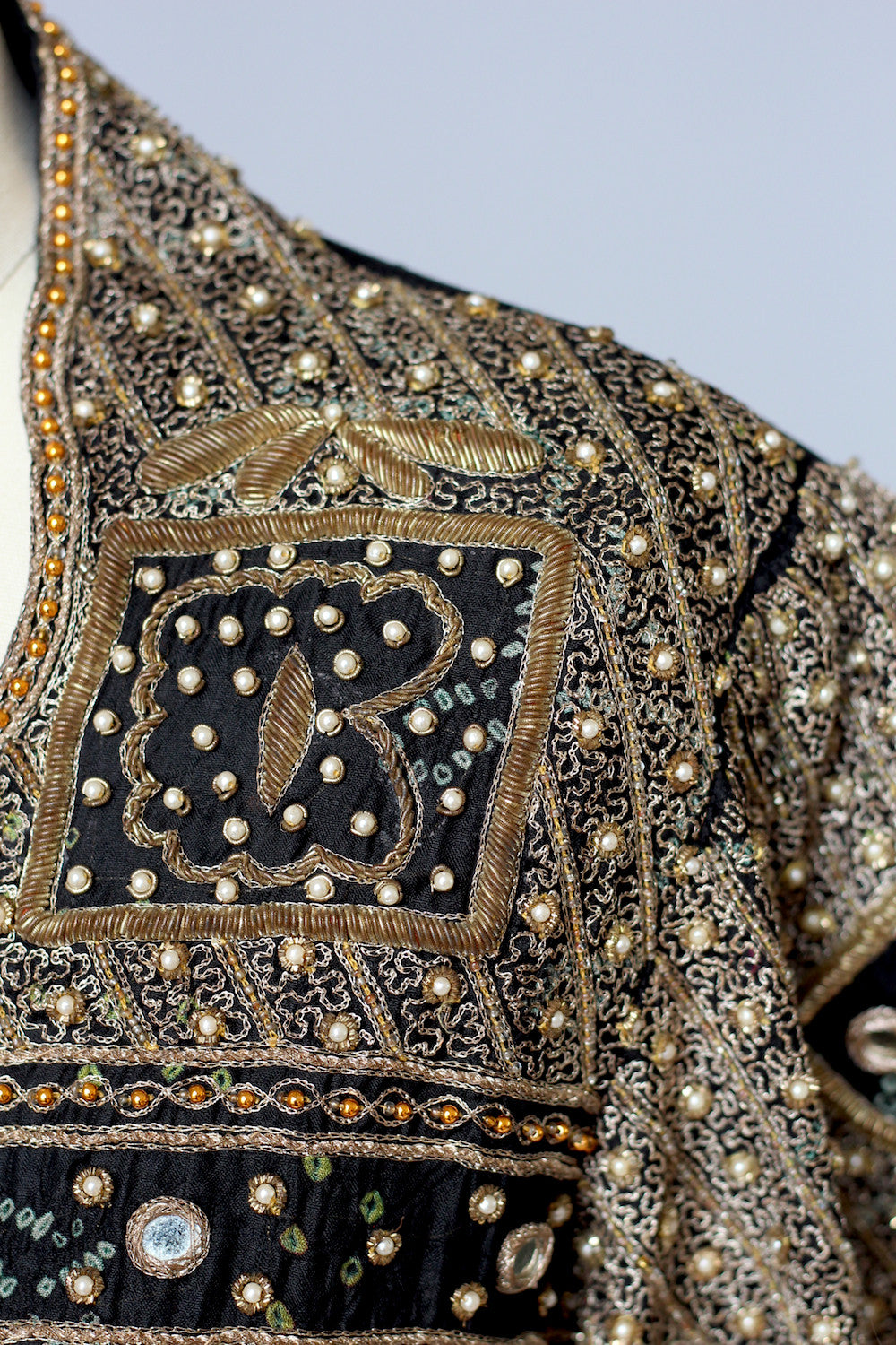 Vintage 1980s Handmade Metallic Beaded Indian Jacket