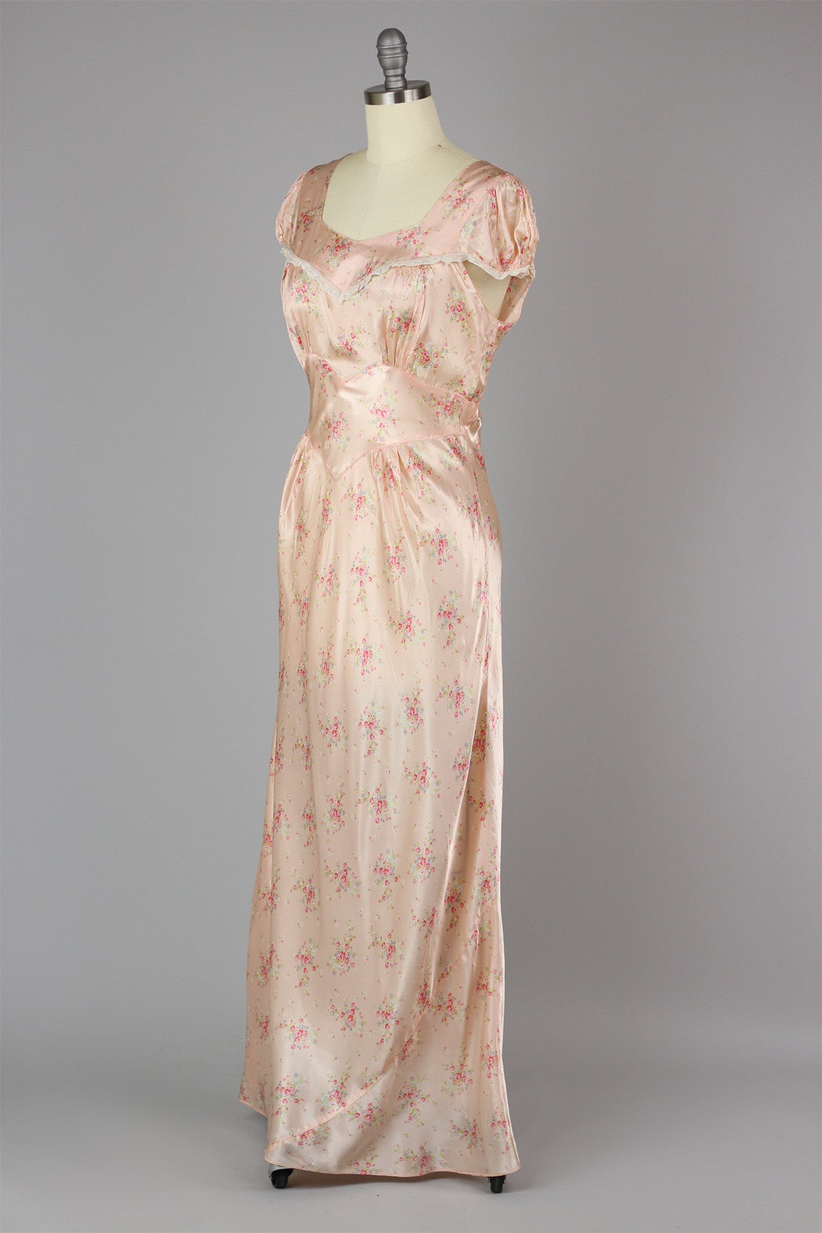 1930s - 1940s Bias Cut Liquid Satin Rayon Night Gown