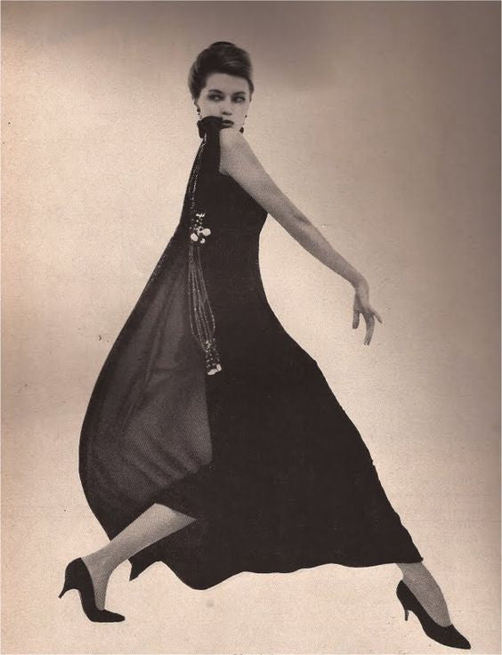 Important 1950s Early 60s Adele Simpson Silk Chiffon and Rhinestone Gown