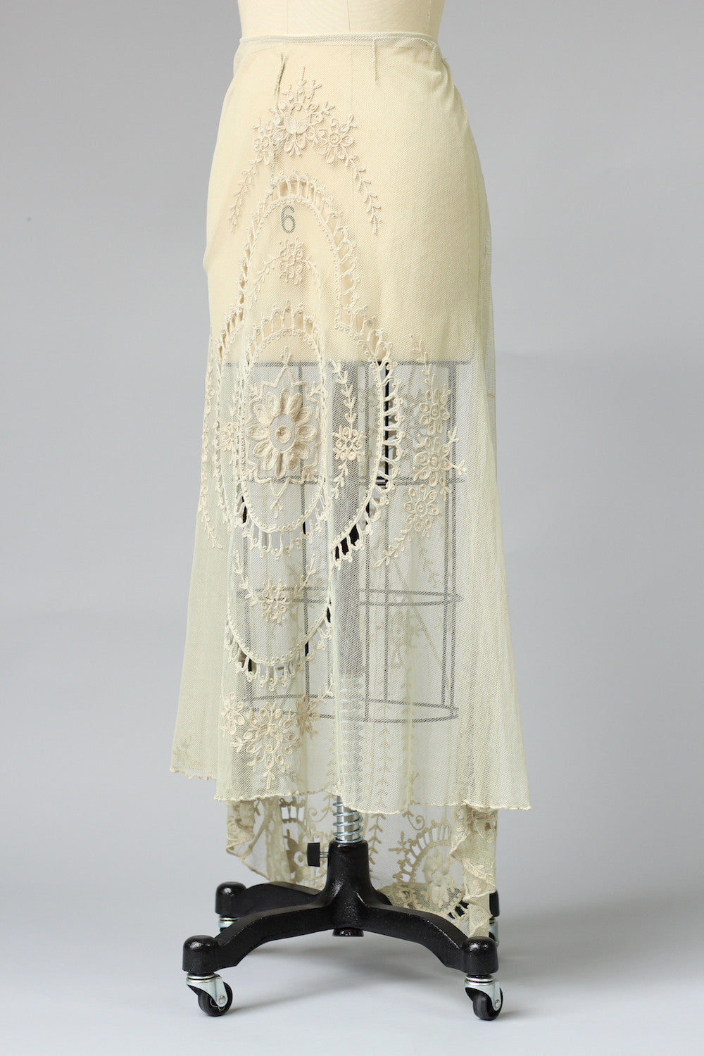 Rare Antique Edwardian Irish Tambour Lace Wedding Skirt