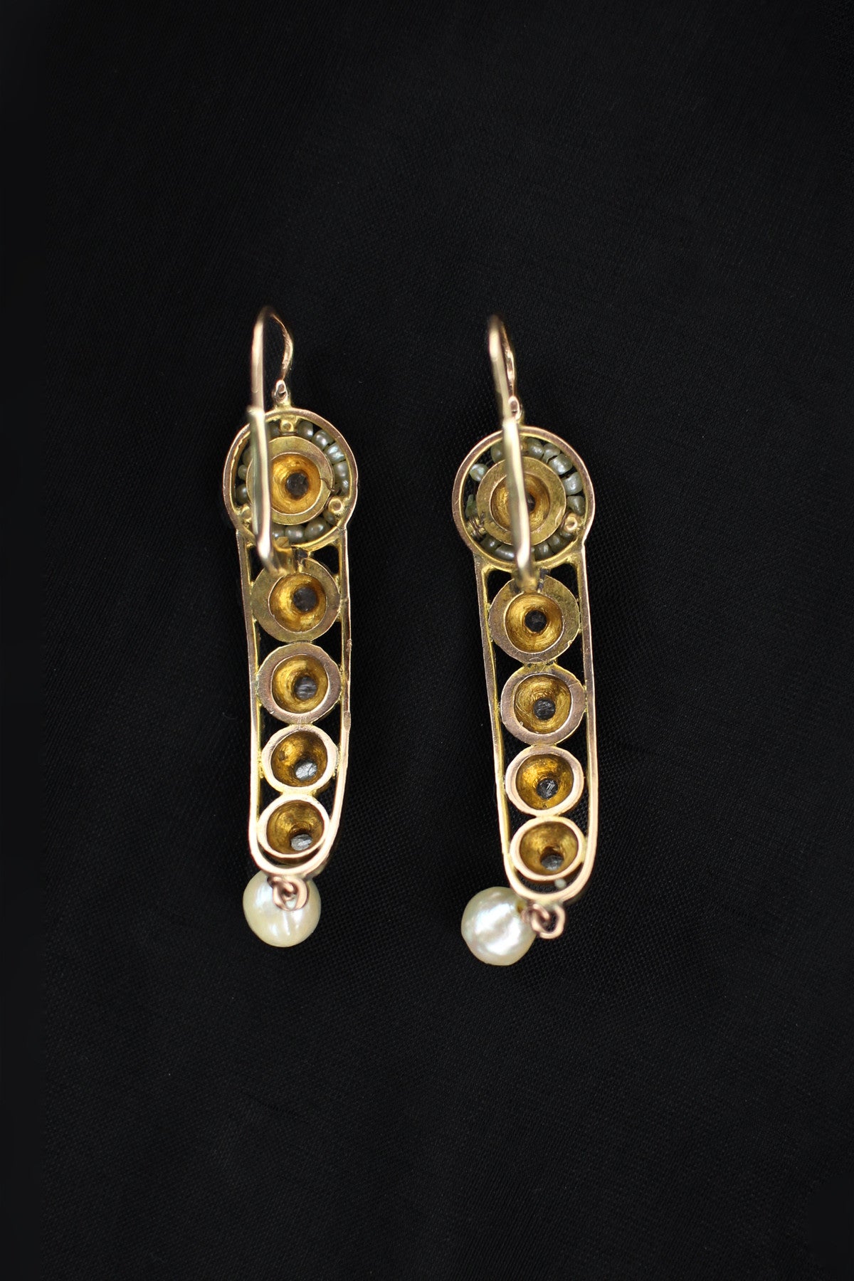 Exquisite Antique Victorian Rose Cut Diamond and Pearl Earrings
