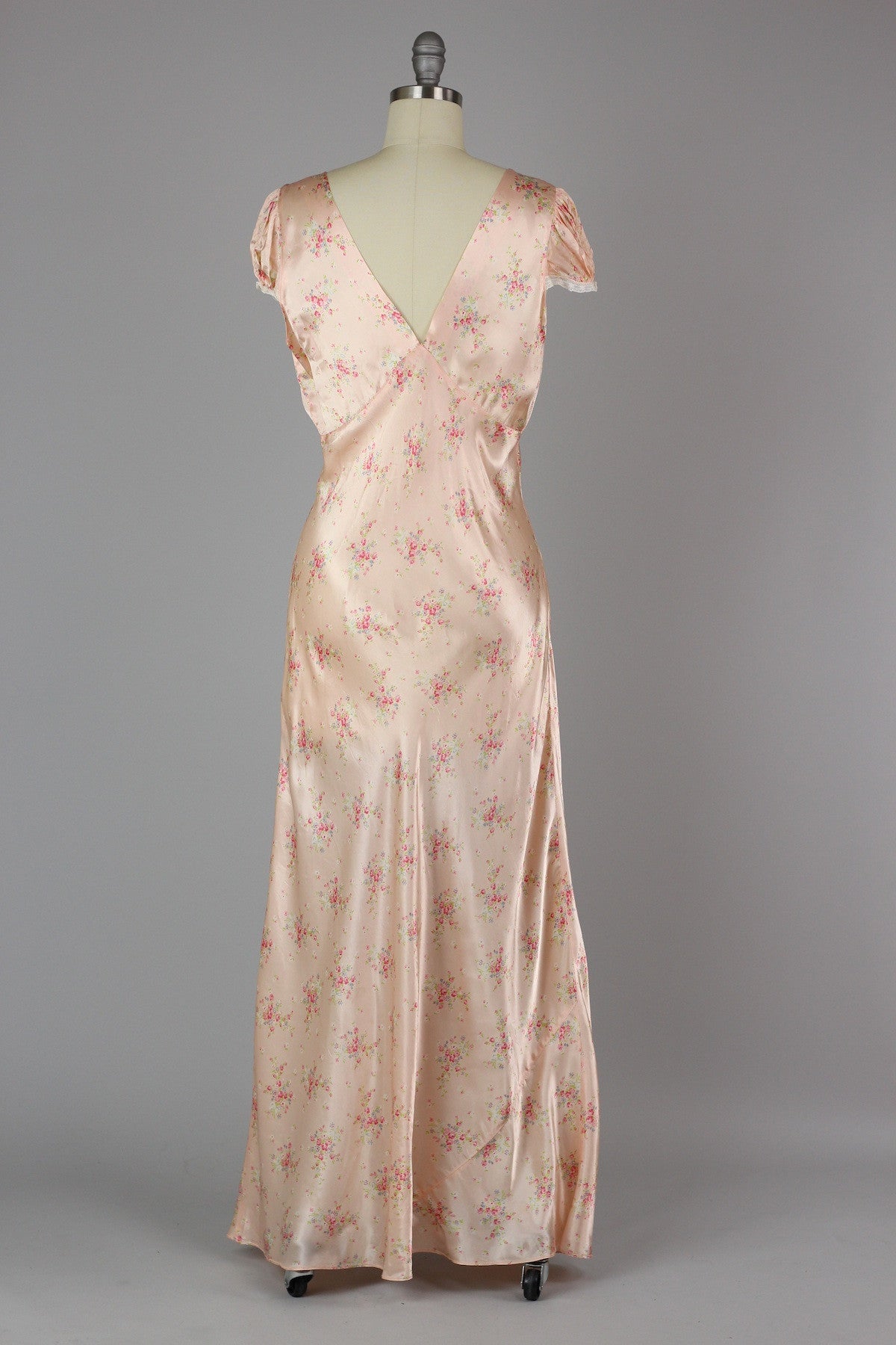 1930s - 1940s Bias Cut Liquid Satin Rayon Night Gown