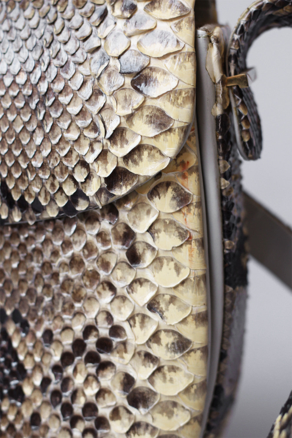 1970s Black and Cream Python Bag