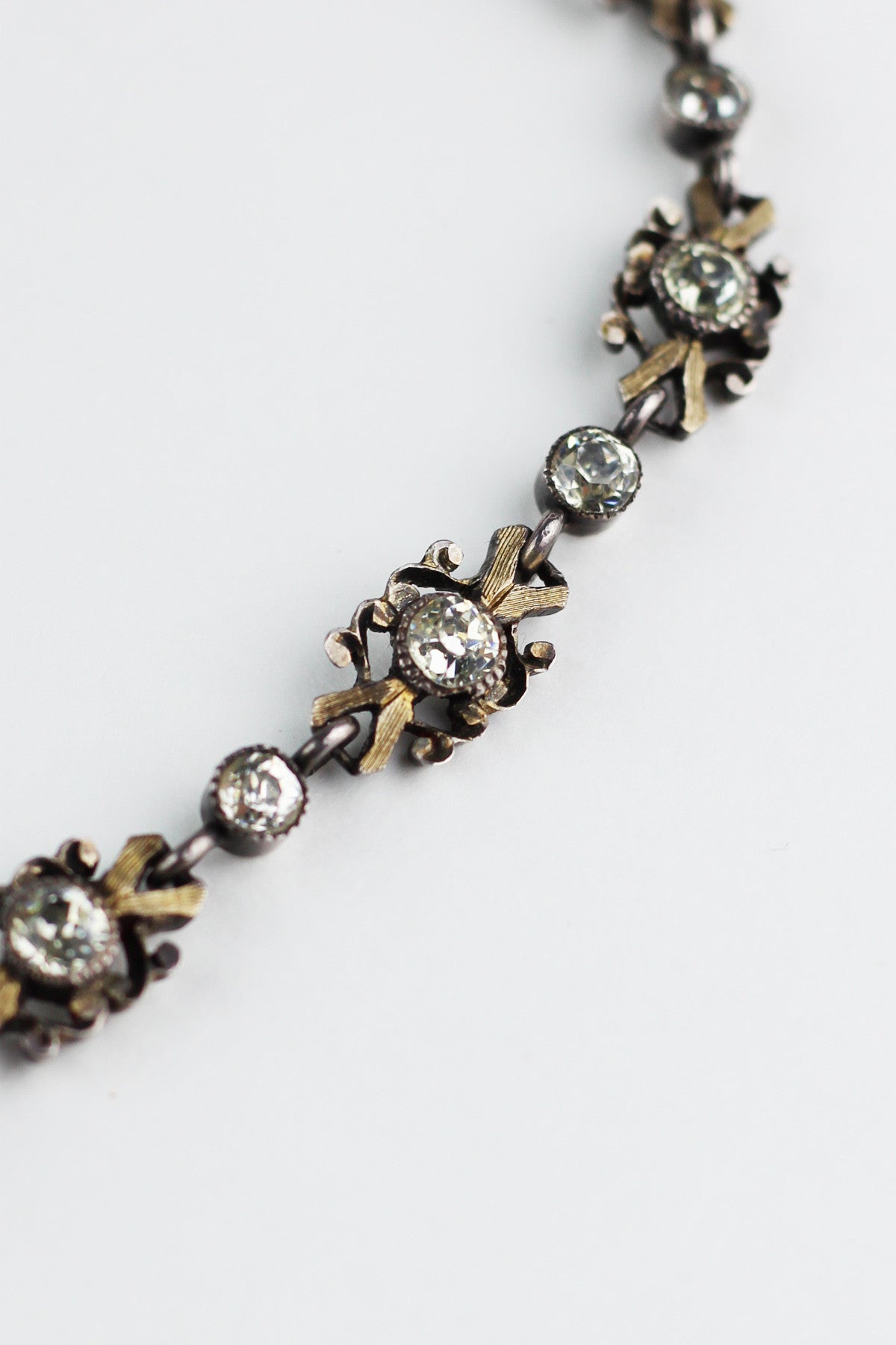 Antique French Georgian Silver Diamond Paste Riviére Ribbon Necklace