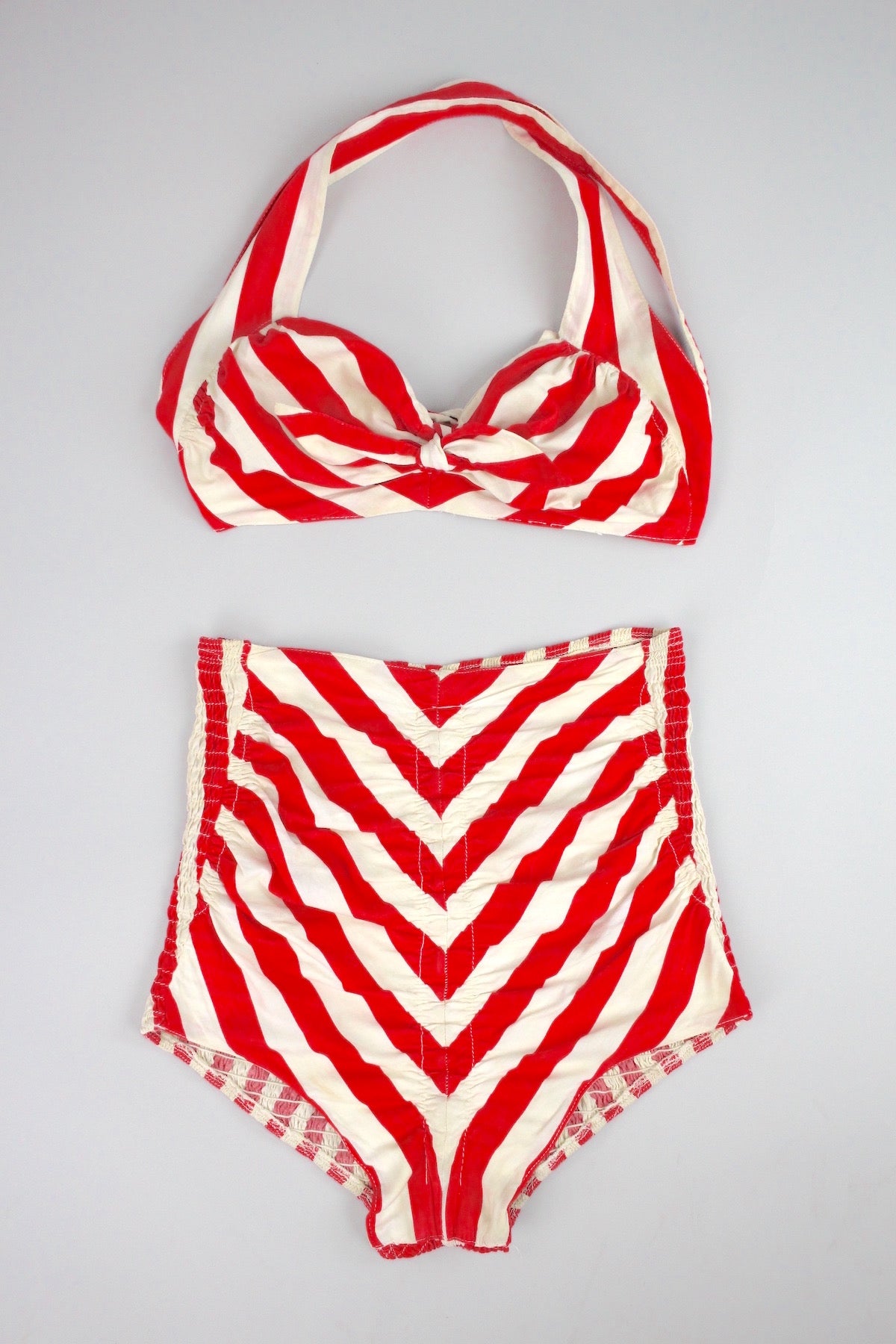 Rare 1940s Cole of California Red Striped Swimsuit