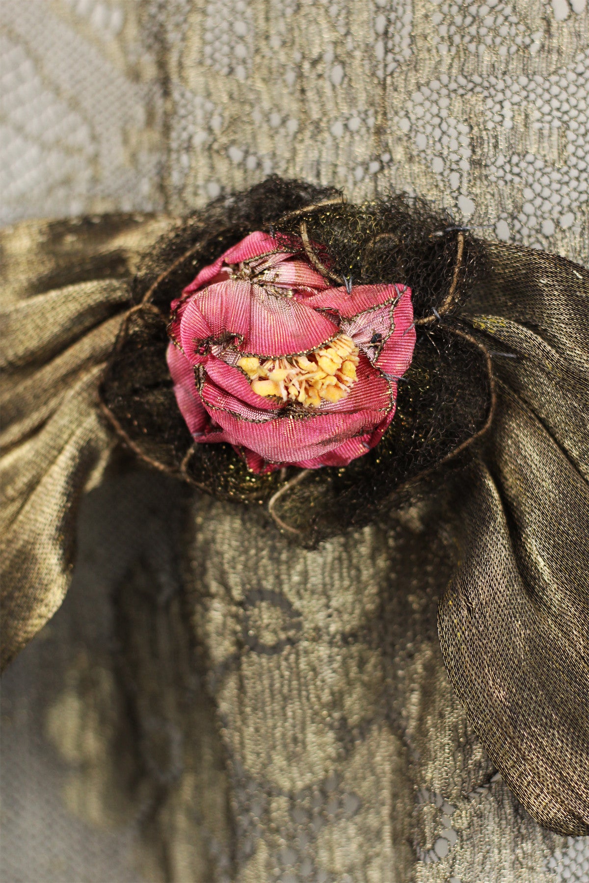 Rare 1920s Egyptian Revival Gold Metallic Lace and Lamé Dress