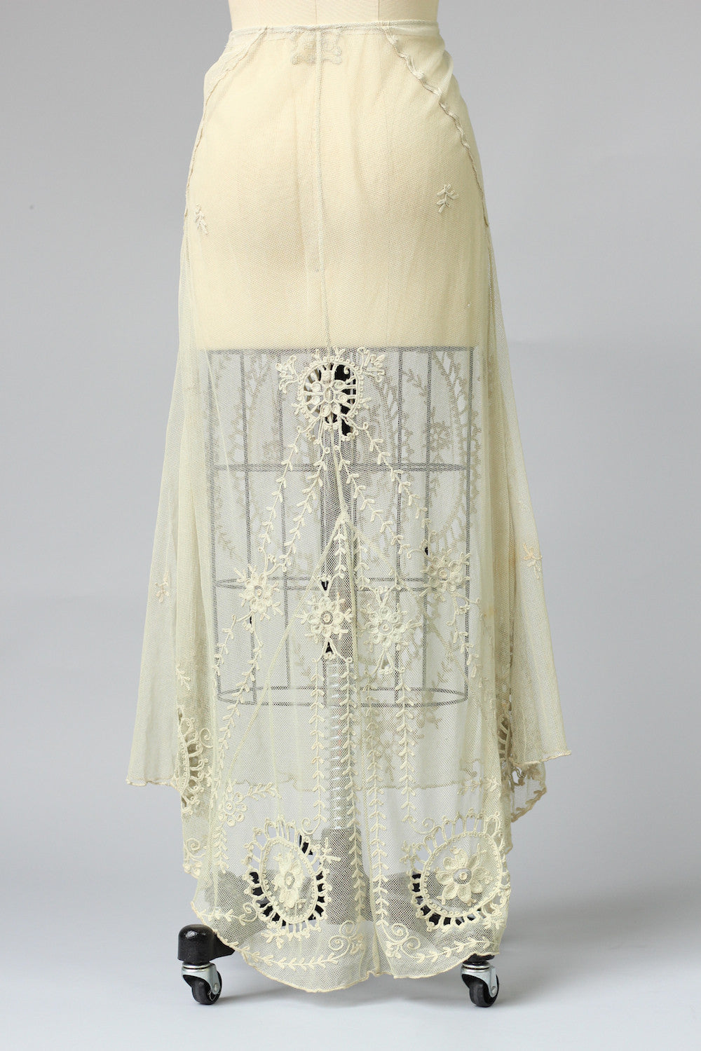 Rare Antique Edwardian Irish Tambour Lace Wedding Skirt