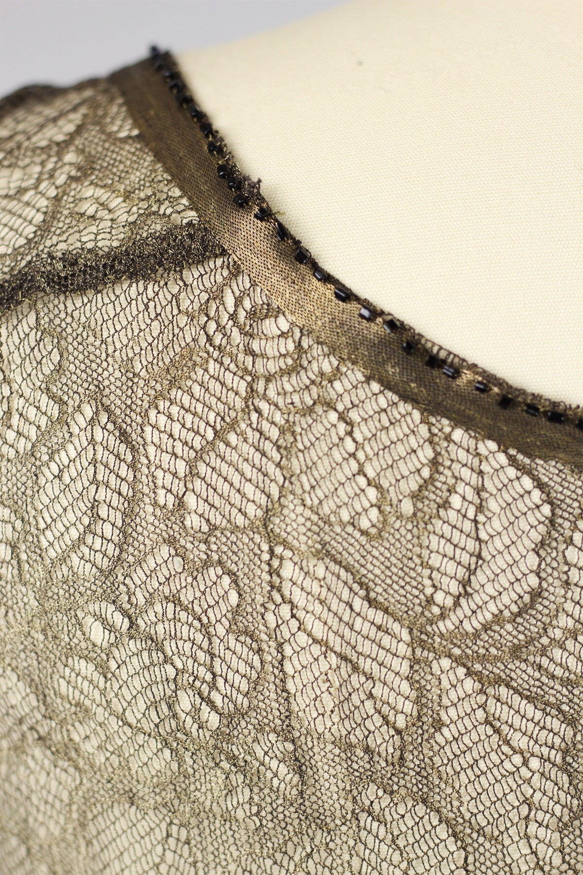 Rare 1920s Egyptian Revival Gold Metallic Lace and Lamé Dress