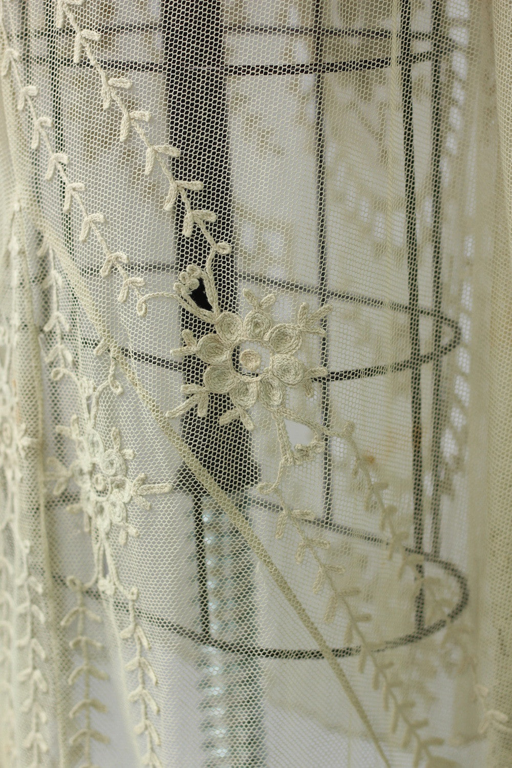 Rare Antique Edwardian Irish Tambour Lace Wedding Skirt