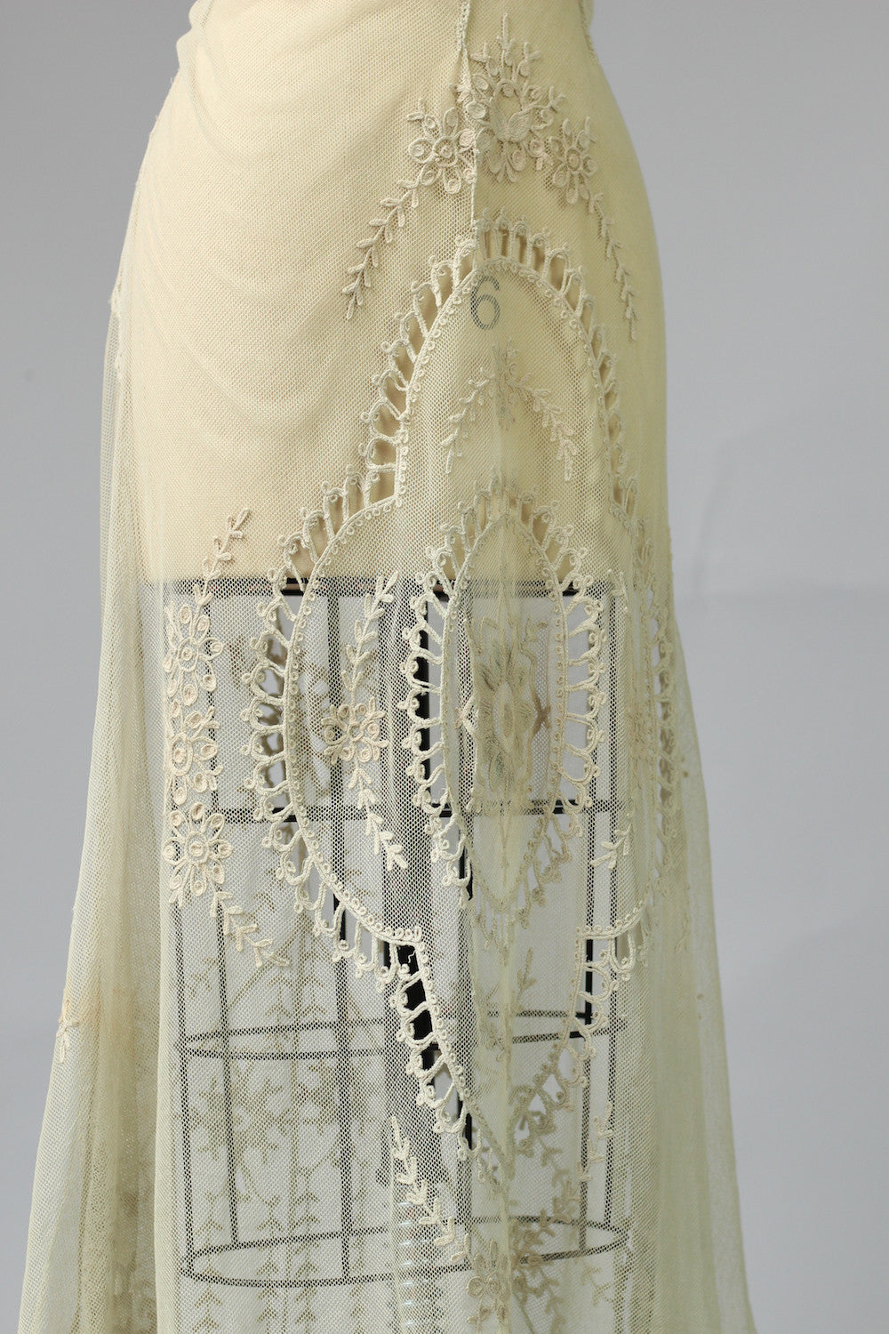Rare Antique Edwardian Irish Tambour Lace Wedding Skirt