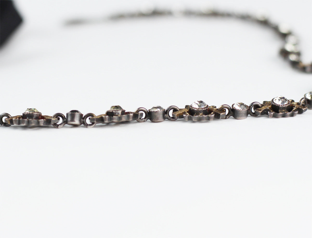 Antique French Georgian Silver Diamond Paste Riviére Ribbon Necklace