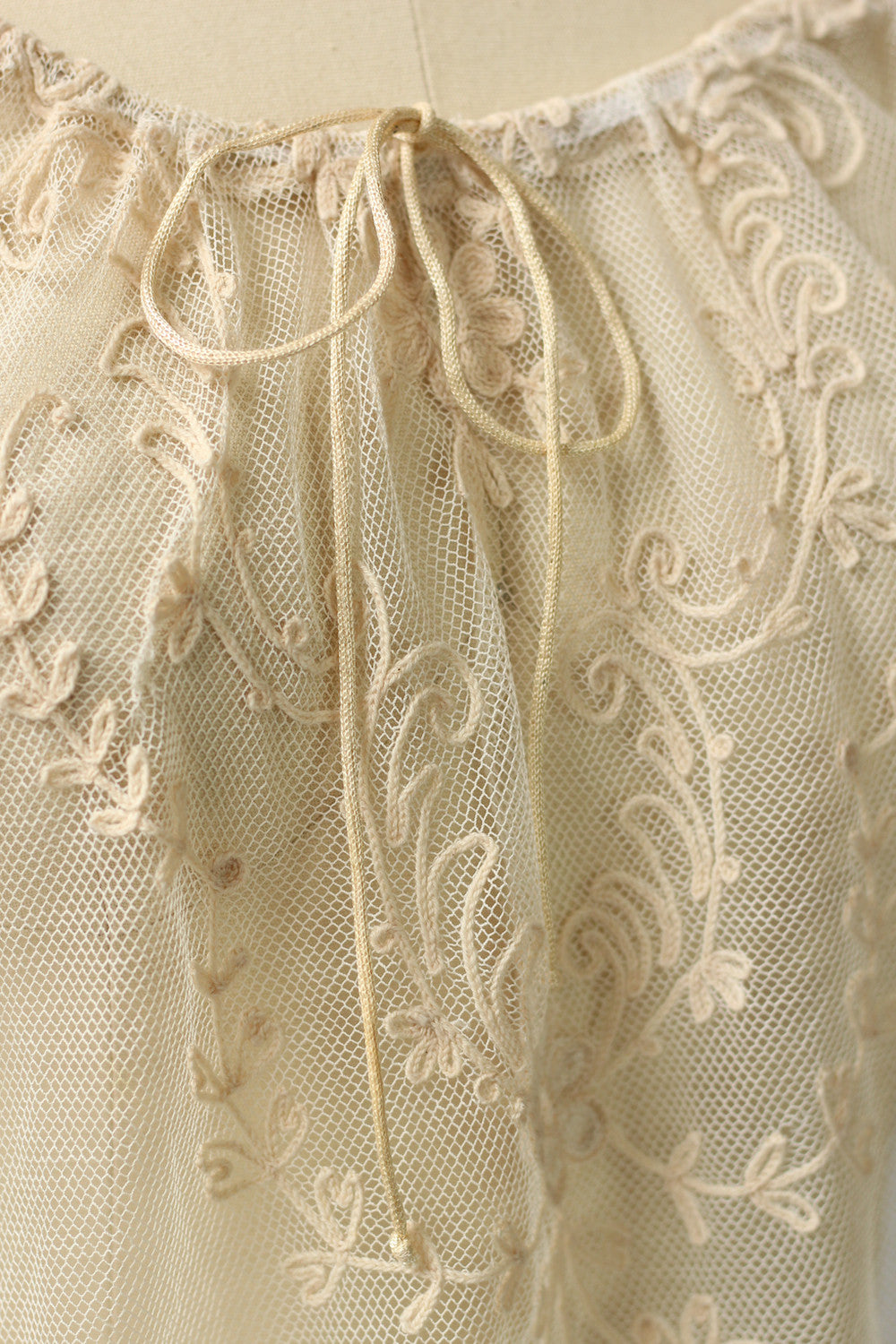 Antique Edwardian French Tambour Ecru Lace Peasant Blouse