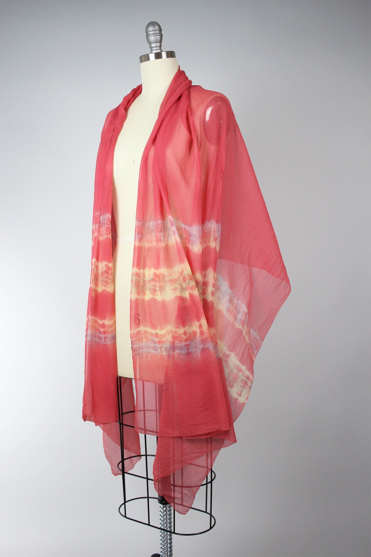 Rare Antique Chinese Pure Silk Hand Painted Shawl