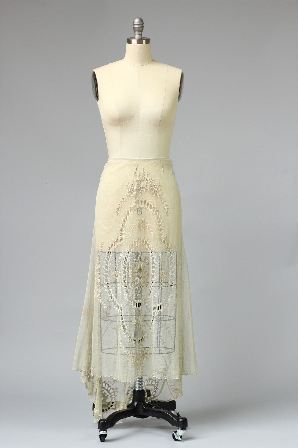 Rare Antique Edwardian Irish Tambour Lace Wedding Skirt