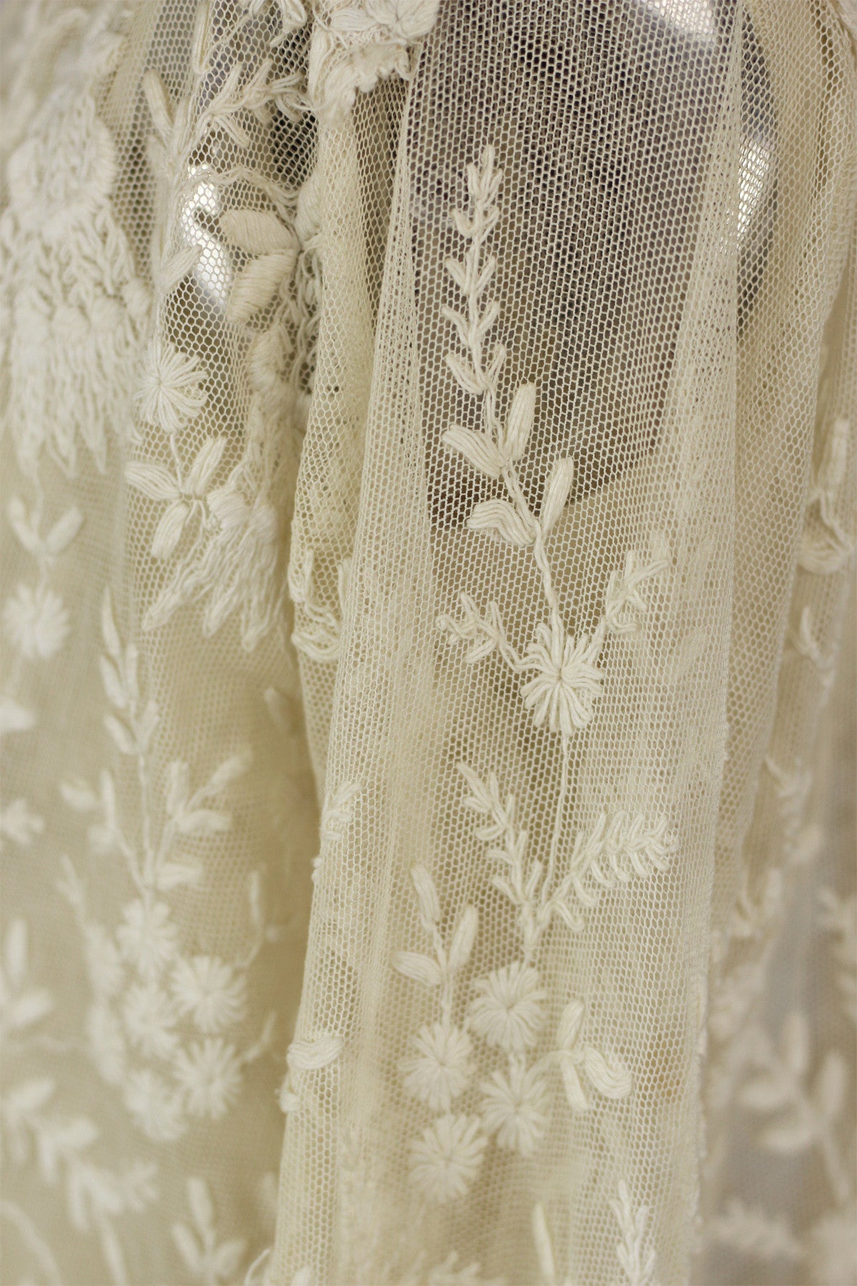 1920s Antique French Lace Jacket with Tambour Embroidery