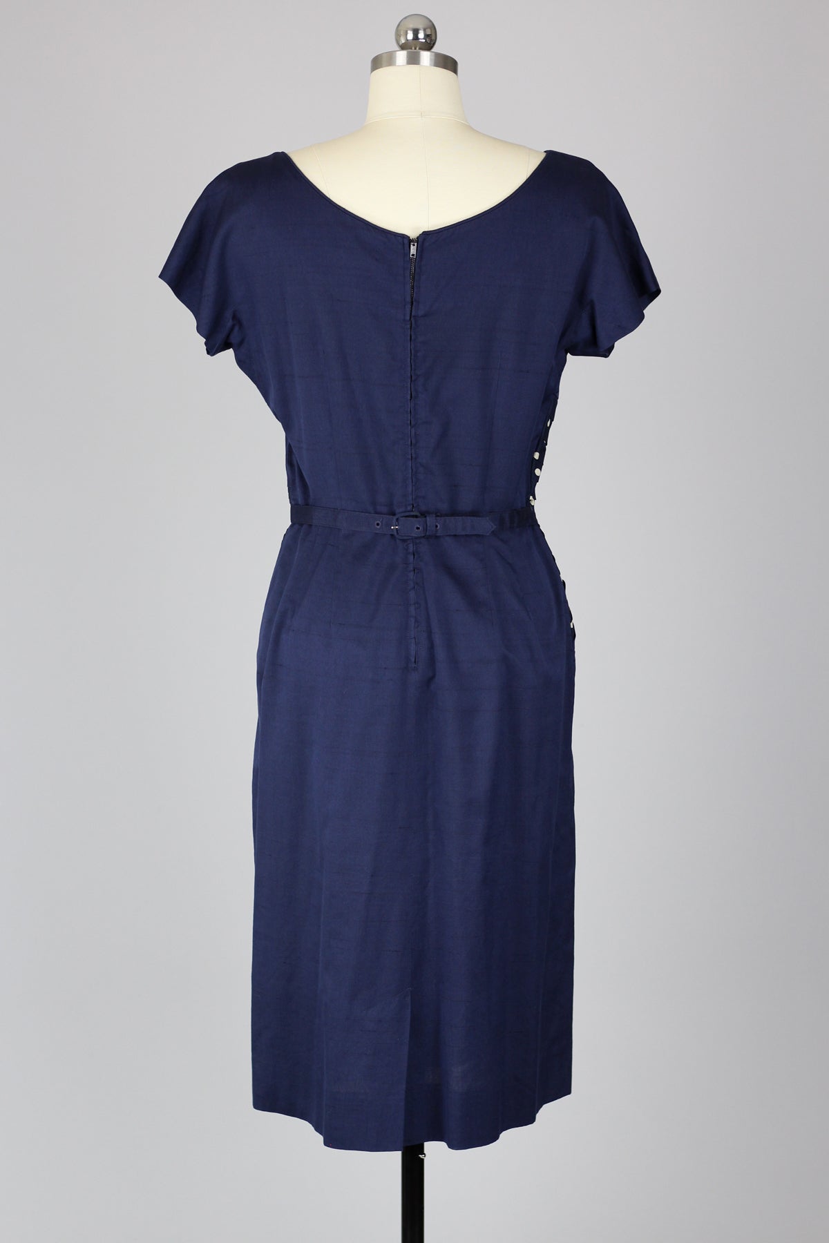 Late 1950s Gracette Polka Dot Pleated Waist Day Dress