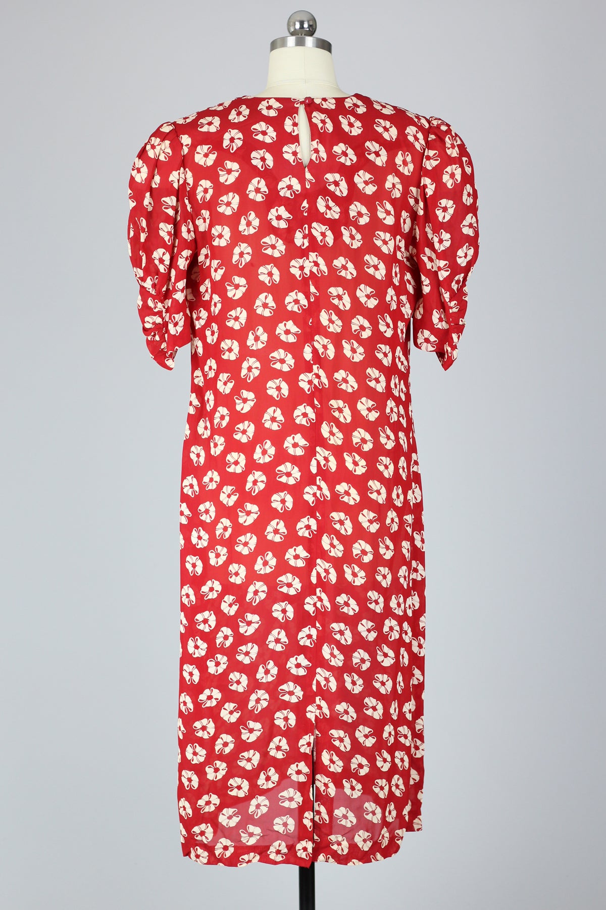 Vintage Inspired 1980s Red Floral Dress