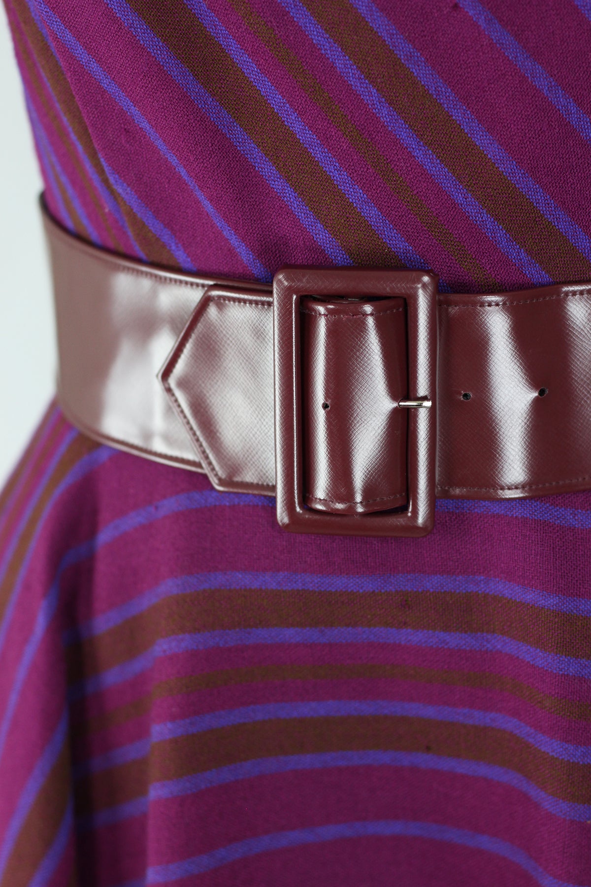 RARE! Incredible Mr. Mort 1950s New Look Plum Wool Stripe Dress