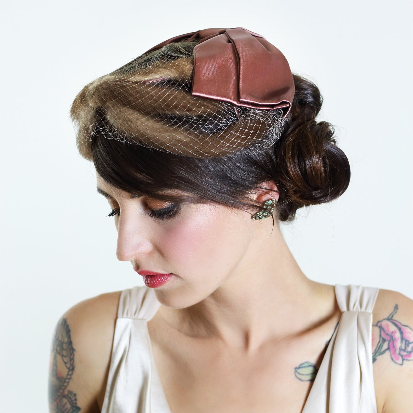 1940s Fur & Bow Hat