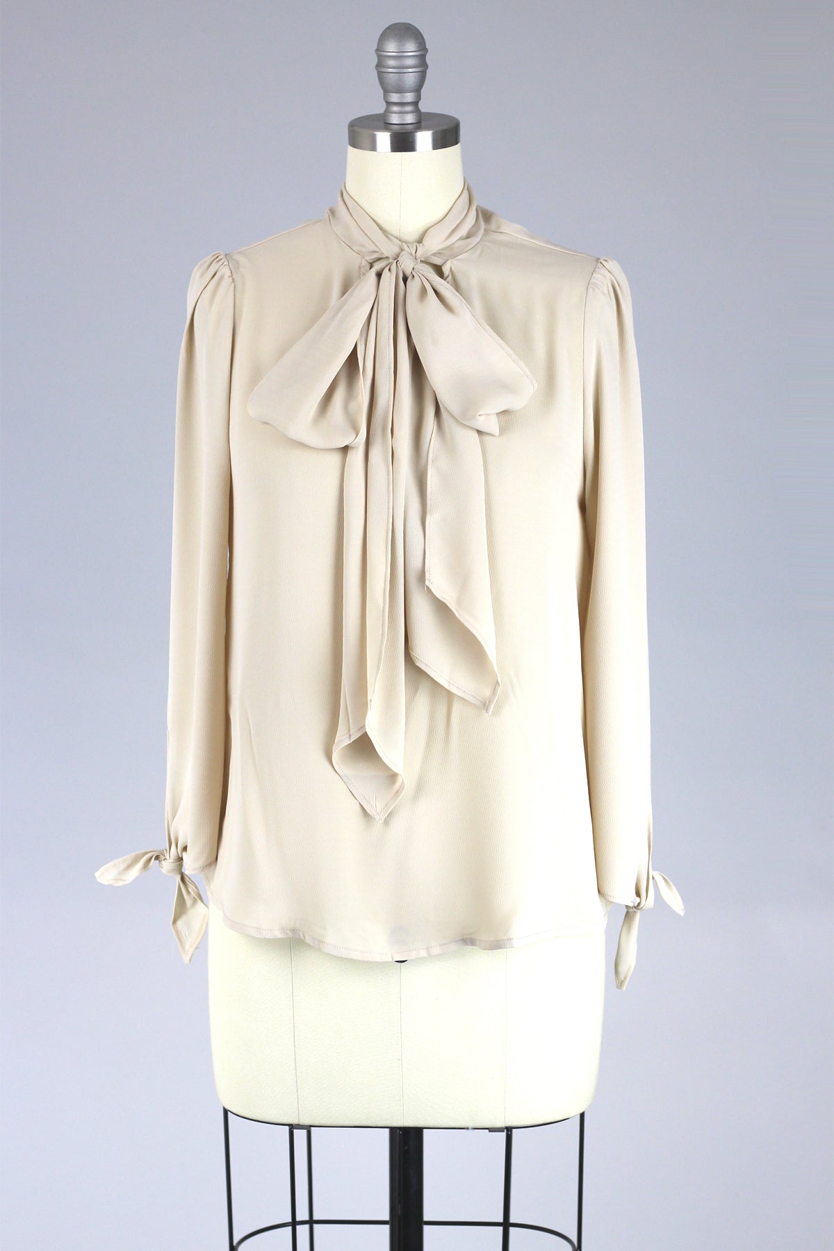 Soft Almond Tie Front Blouse